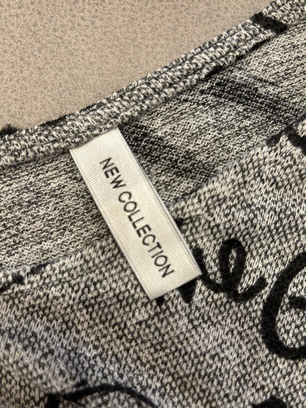 Gray with black Script Print Long Sleeve Knit Top - Picture 7 of 7